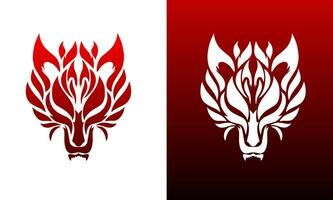 illustration vector graphics of design symbol logo wolf head tribal art tattoo