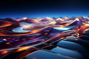 AI generated Abstract 3d rendering of chaotic cubes. Futuristic background with glowing cubes. AI Generation. photo