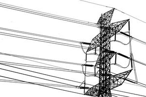 high voltage pole silhouette Complex steel structure with a beautiful view photo