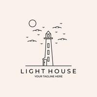 light house icon minimalist line art building design logo illustration vector