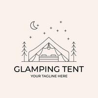 glamping tienda acampar logo línea Arte ilustración diseño logo minimalista creativo vector