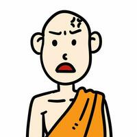 cartoon monk man on white background photo