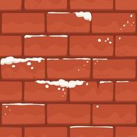 Aged Brick Wall Covered with Snow, Christmas Square Vector Background