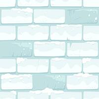 Aged Cartoon Snow Covered Castle Wall, Square Seamless Pattern, Flat Design Vector