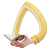 3D illustration of cartoon hand gesture reading the Koran png