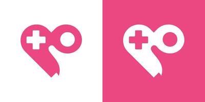 logo design combining the shape of love with humans, health logo, care logo. vector