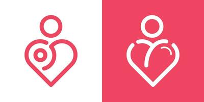 logo design elements of people combined with love vector