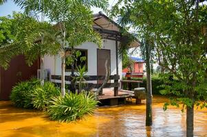 house in the village with flood photo