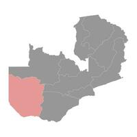 occidental provincia mapa, administrativo división de Zambia. vector ilustración.