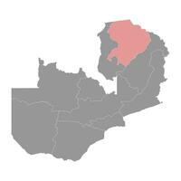 Northern province map, administrative division of Zambia. Vector illustration.