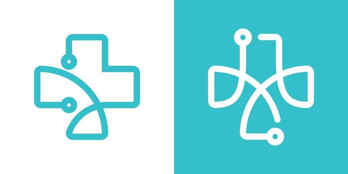 logo design medical technology icon minimalist vector illustration