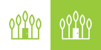 logo greenhouse, house and leaf design icon vector illustration