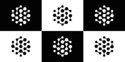 logo design technology connection in hexagonal icon vector inspiration