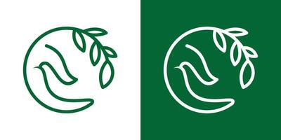 logo design hand ,bird and circle plant icon vector minimalist