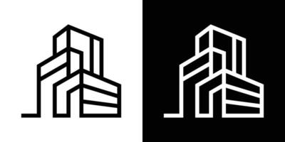 logo diseño edificio, Departamento edificio, hotel, real inmuebles línea diseño icono vector ilustración