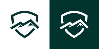logo design shield mountain icon vector illustration