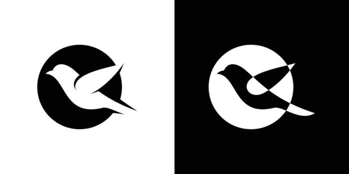 logo design bird in circle icon vector element negative space