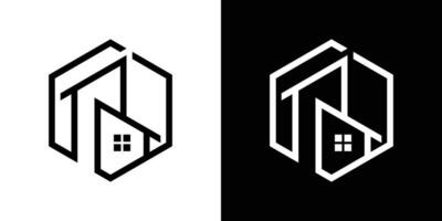 logo design building modern in hexagon icon vector inspiration