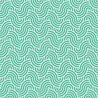 Seamless abstract green geometric japanese circles lines and waves pattern vector