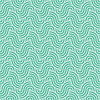 Seamless abstract green geometric japanese circles lines and waves pattern vector