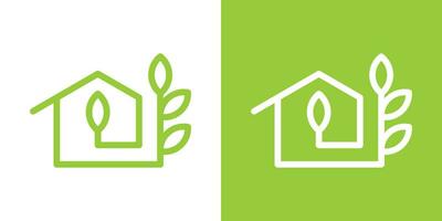 logo design green house,home and leaf logo design icon vector illustration