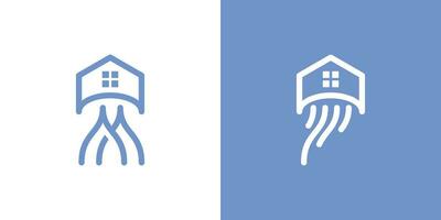 logo design combining the shape of a jellyfish with a house, minimalist logo. vector