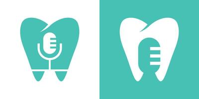 logo design dental and microphone icon vector illustration