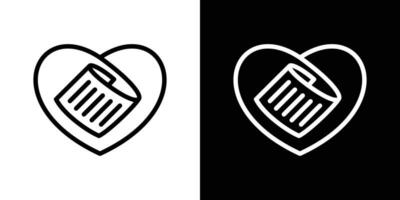 logo diseño minimalista corazón y papel icono vector inspiración