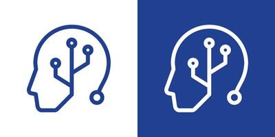 logo design head brain tech data icon vector inspiration