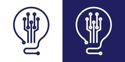 logo design bulb tech icon vector minimalist illustration