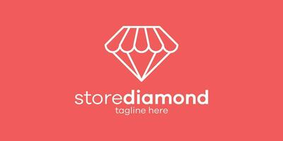 logo diseño Tienda y diamante icono vector minimalista