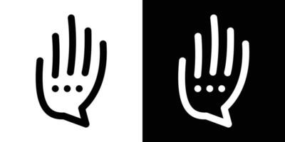 logo design hand and chat icon minimalist line vector illustration