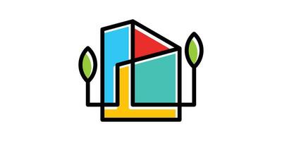 logo design architecture, building design icon vector line illustration