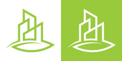 logo design building city and leaf icon vector illustration
