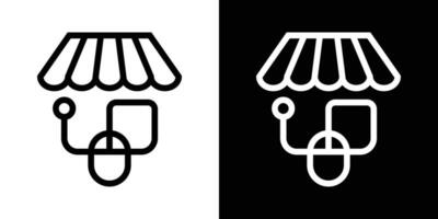 logo design online store, shop and mouse cursor design icon vector illustration
