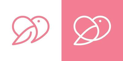 logo diseño minimalista amor y pájaro icono vector ilustración