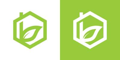logo design building and leaf minimalist logo icon vector illustration