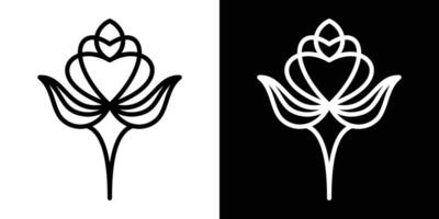 logo diseño amor y flor resumen icono vector ilustración