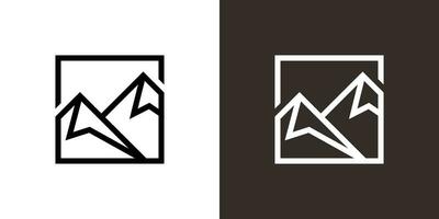 logo design mountain in square icon vector inspiration