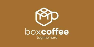 logo diseño taza café y caja regalo icono vector minimalista