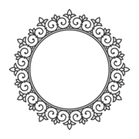 Decorative line art round frame for design template. Elegant PNG element in eastern style with transparent background. Place for text, lace illustration for invitations and greeting cards