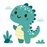 Flat vector children's illustration. Cute dinosaur. Print for printing on children's products