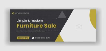 Modern Furniture sale social media post and cover banner design templates vector