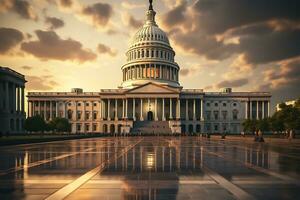 ai generado ver de un Capitolio edificio en Washington ese puntos a el futuro de el este foto