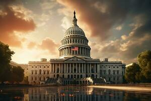 ai generado ver de un Capitolio edificio en Washington ese puntos a el futuro de el este foto