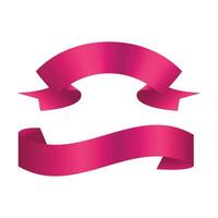 Vector pink glossy ribbon banners set. collection object stripe, frame classic tag