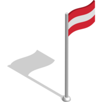 Isometric flag of AUSTRIA in motion on flagpole. National banner flutters in wind. PNG image on transparent background
