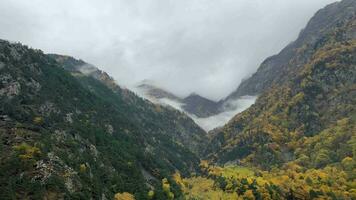 Autumn Mist Over Mountain Valley Scene video