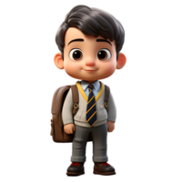 AI generated 3D Cute School Boy png