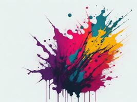 AI generated Abstract colorful splatter, paint, brush strokes watercolor, stain grunge isolated on clear background, colored spray, With different colors photo